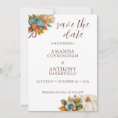 Elegante Herfst Pompoen Save The Date Kaart (Voorkant)
