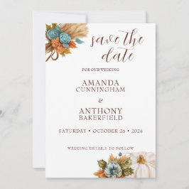 Elegante Herfst Pompoen Save The Date Kaart