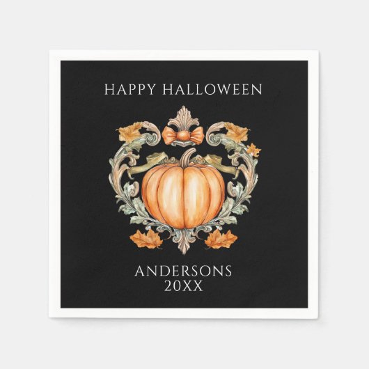Elegante Herfst Pompoen  Servet (Voorkant)