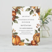 Elegante Herfst pompoen Thanksgiving Diner Kaart (Staand voorkant)