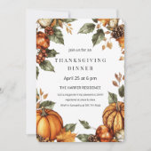Elegante Herfst pompoen Thanksgiving Diner Kaart (Voorkant)