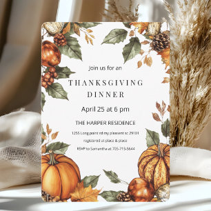 Elegante Herfst pompoen Thanksgiving Diner Kaart