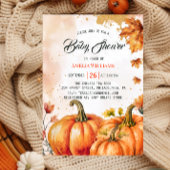 Elegante Herfst Pompoen Waterverf Gold Bladeren Ba Kaart