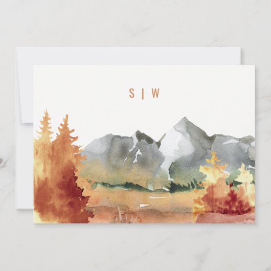 Elegante Herfst Roest Sinaasappel Bergbomen Bruilo Kaart (Achterkant)