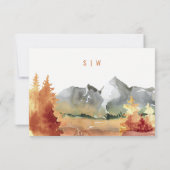 Elegante Herfst Roest Sinaasappel Bergbomen Bruilo RSVP Kaartje (Achterkant)