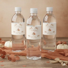 Elegante herfst roestige kleine pompoen  waterfles etiket