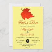 Elegante herfst rood blad Boho geel herfst bruilof Kaart (Voorkant)