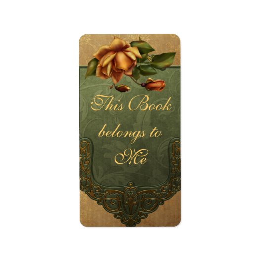 Elegante herfst Roos Bookplate Etiket (Voorkant)