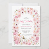 Elegante Herfst Roze Pompoen Bloemen Meisje Baby s Kaart (Voorkant)