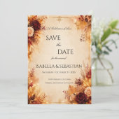 Elegante herfst| Rustige Boho-herfsttrouw Save The Date (Staand voorkant)