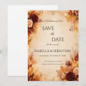 Elegante herfst| Rustige Boho-herfsttrouw Save The Date (Voorkant / Achterkant)