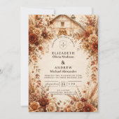 Elegante herfst schuur bruiloft kaart (Voorkant)
