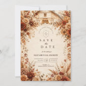 Elegante herfst schuur bruiloft save the date (Voorkant)