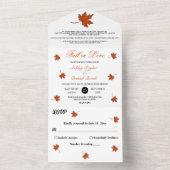 Elegante herfst Sinaasappel bladeren Herfst bloeme All In One Uitnodiging (Binnen)