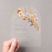 Elegante Herfst Sinaasappel & Bruin Wildflowers We Acryl Uitnodigingen (Insitu (Draagbaar))