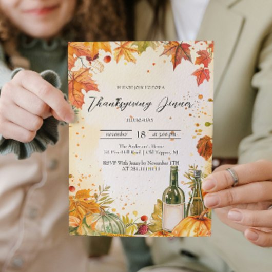 Elegante Herfst Stemming en Hues Thanksgiving Dine Kaart