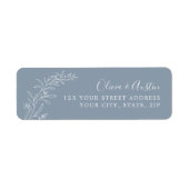 Elegante herfst stoffige blauwe bruiloft retour ad etiket (Voorkant)