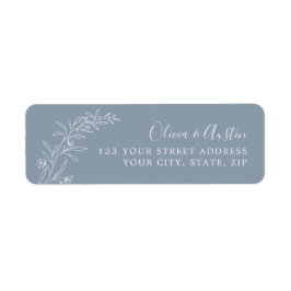 Elegante herfst stoffige blauwe bruiloft retour ad etiket