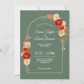 Elegante herfst terracotta salie bloemenbruiloft kaart (Voorkant)