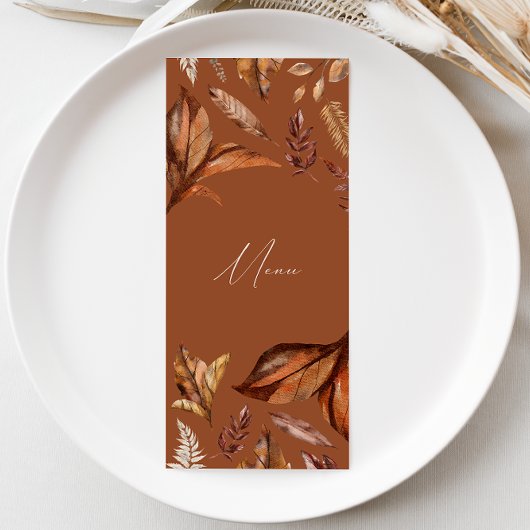 Elegante Herfst terracotta verlaat bruiloft Menu