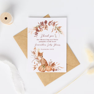 Elegante Herfst Terracotta Vos Pompoen Baby Shower Bedankkaart