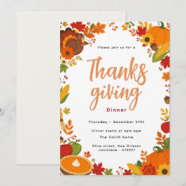 Elegante herfst thanksgiving diner uitnodiging