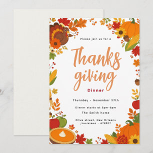Elegante herfst thanksgiving diner uitnodiging