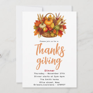 Elegante herfst thanksgiving diner uitnodiging