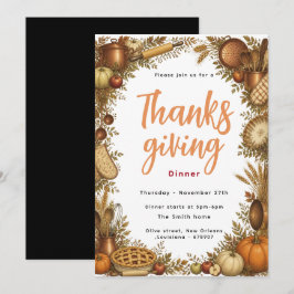 Elegante herfst-thanksgiving dineruitnodiging kaart