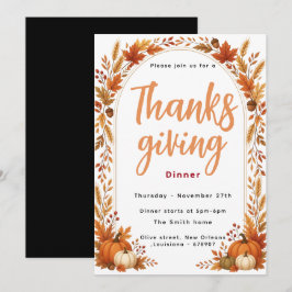 Elegante herfst-thanksgiving dineruitnodiging kaart