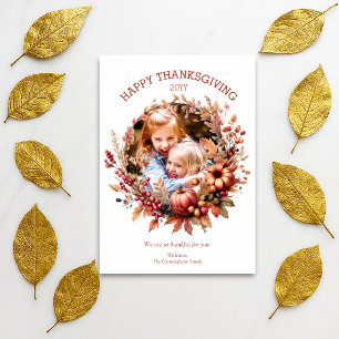 Elegante Herfst Thanksgiving fotokaart Feestdagenkaart