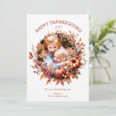 Elegante Herfst Thanksgiving fotokaart Feestdagenkaart (Staand voorkant)