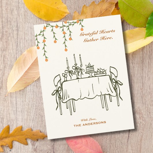 Elegante Herfst Thanksgiving Friendsgiving Diner Briefkaart