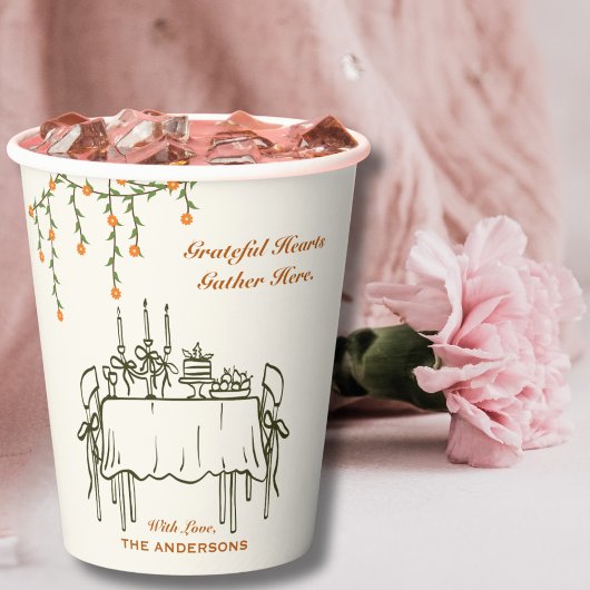 Elegante Herfst Thanksgiving Friendsgiving Diner Papieren Bekers