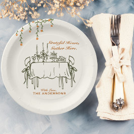 Elegante Herfst Thanksgiving Friendsgiving Diner Papieren Bordje