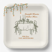 Elegante Herfst Thanksgiving Friendsgiving Diner Papieren Bordje (Voorkant)