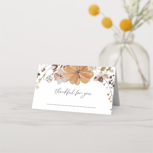 Elegante Herfst Thanksgiving Friendsgiving Diner Plaatskaartje (Voorkant)