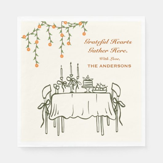 Elegante Herfst Thanksgiving Friendsgiving Diner Servet (Voorkant)