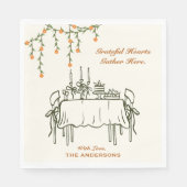 Elegante Herfst Thanksgiving Friendsgiving Diner Servet (Voorkant)