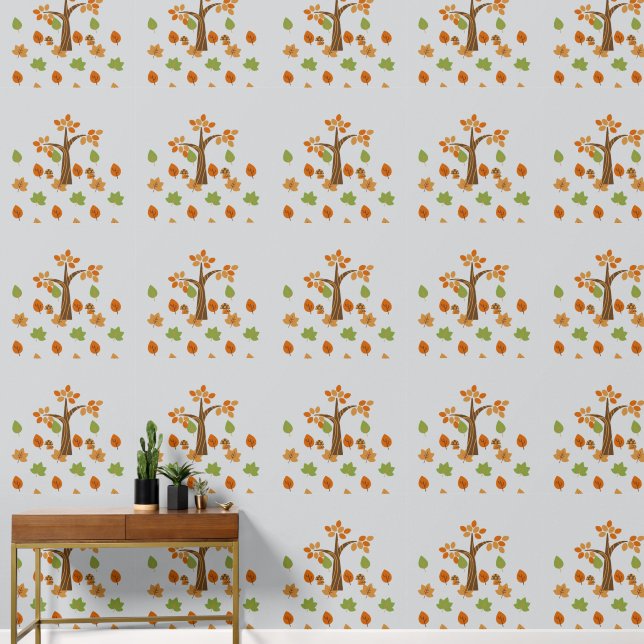 Elegante Herfst Tree & Leaf Stijlvol Behang (Hal)