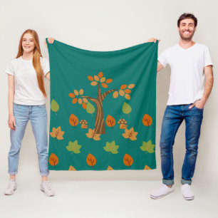 Elegante Herfst Tree & Leaf Stijlvol Fleece Deken
