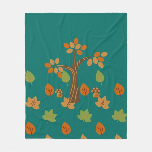 Elegante Herfst Tree & Leaf Stijlvol Fleece Deken (Voorkant)