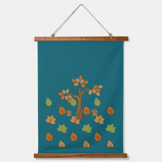 Elegante Herfst Tree & Leaf Stijlvol Hangend Wandkleed (Voorkant)