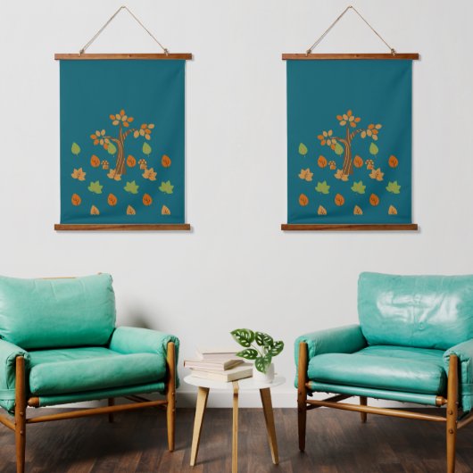 Elegante Herfst Tree & Leaf Stijlvol Hangend Wandkleed (Woonkamer)