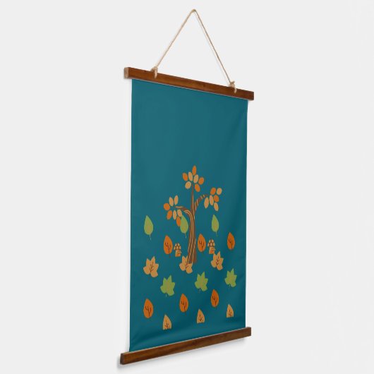 Elegante Herfst Tree & Leaf Stijlvol Hangend Wandkleed (Gebogen)