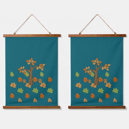 Elegante Herfst Tree & Leaf Stijlvol Hangend Wandkleed (Dubbel)