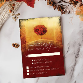 Elegante Herfst Tree Wedding RSVP Kaart