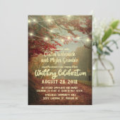 Elegante Herfst Trees Rustic String Lights Wedding Kaart (Staand voorkant)