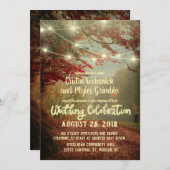 Elegante Herfst Trees Rustic String Lights Wedding Kaart (Voorkant / Achterkant)
