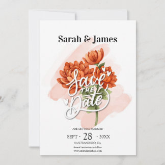 Elegante herfst trouwkaart met bloemendesign kaart